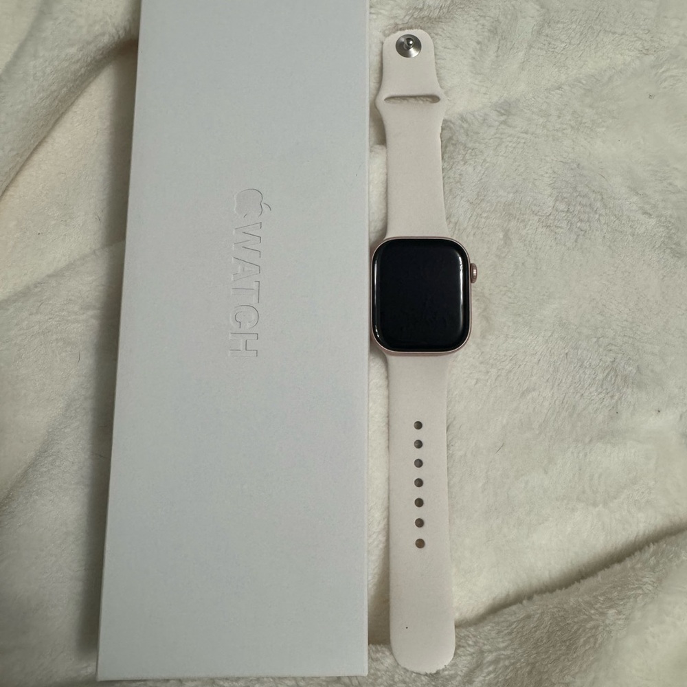 Apple White Watch with Square Display and Silicone Band